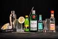 Tanqueray Gin Fizz Premium Box di Puzzle & Pour con Tanqueray London Dry Gin, Soda Cortese, succo di limone, sciroppo Toschi, due bicchieri e attrezzatura professionale da bartender. Kit cocktail completo e idea regalo originale per gli amanti del gin e della mixology.